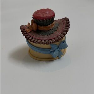 Vintage Style Victorian Hat Trinket Box Floral Cottagecore Jewelry Box